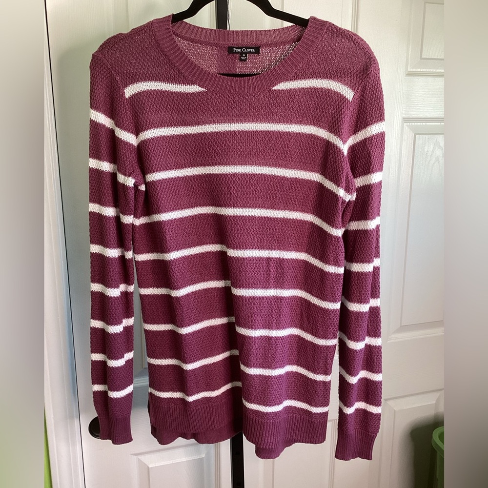 SALE - Pink Clover Striped Sweater, size Medium